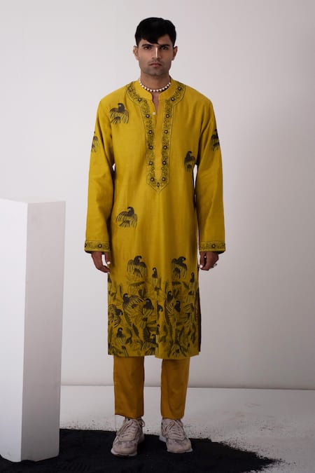 Wabi Sabi By Anshum-Ritesh Flock Parrot Embroidered Kurta Set 