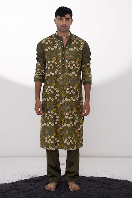 Wabi Sabi By Anshum-Ritesh Chanderi Garden Embroidered Kurta Set 