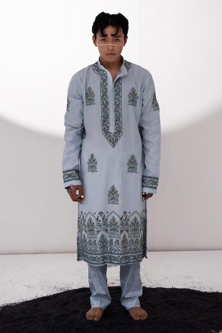 Wabi Sabi By Anshum-Ritesh Chanderi Floral Embroidered Kurta Set 