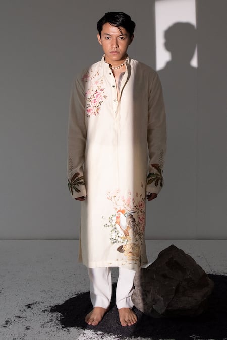 Wabi Sabi By Anshum-Ritesh Chanderi Hand Painted Kurta Set 