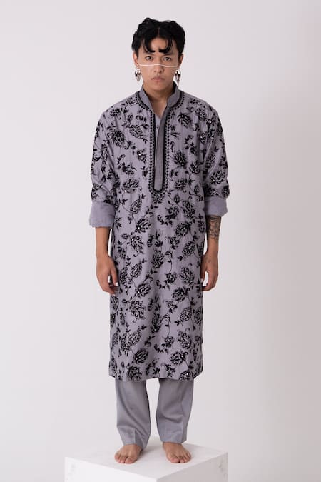 Wabi Sabi By Anshum-Ritesh Chanderi Floral Embroidered Kurta Set 