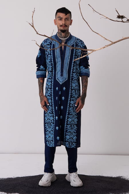 Wabi Sabi By Anshum-Ritesh Chanderi Embroidered Kurta Set 