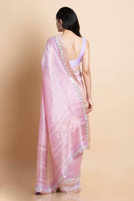 Shop Saksham & Neharicka Purple Handwoven Linen Silk Saree at Aza Fashions Shop_Saksham & Neharicka_Purple Handwoven Linen Silk Saree _at_Aza_Fashions