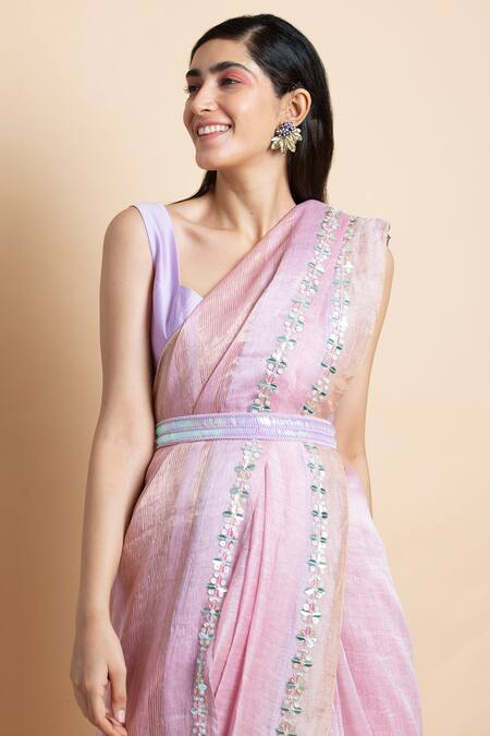 Saksham & Neharicka Purple Handwoven Linen Silk Saree Online at Aza Fashions Saksham & Neharicka_Purple Handwoven Linen Silk Saree _Online_at_Aza_Fashions