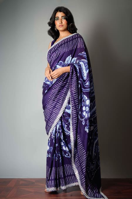 Steel Blue Maheshwari Border Chanderi Silk Saree with Blouse Piece - Joypur  Fashions