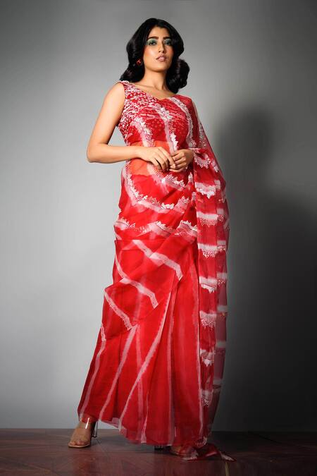 New Soft pure organza Saree Party Wear Wedding Bollywood Sari Blouse Indian  | eBay