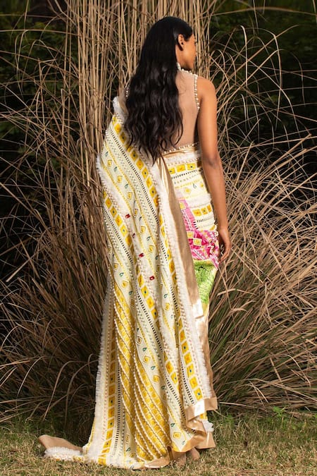 Saksham & Neharicka Chanderi Floral Print Saree With Unstitched Blouse Piece 