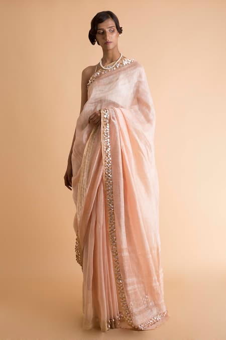 Saksham Neharicka Silver Linen Silk Embroidered Saree 