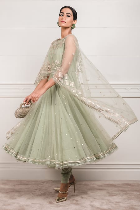 Tarun Tahiliani Embroidered Cape & Anarkali Set 