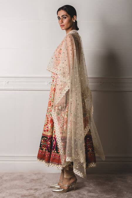 Tarun Tahiliani_Multi Color , Bamberg Modal Satin, Stretch Asymmetric And Set_Online_at_Aza_Fashions