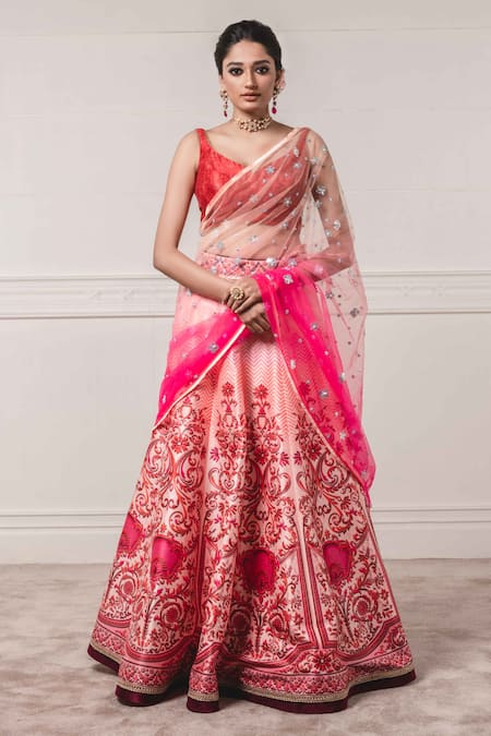 Pastel Pink Silk Banarasi Lehenga Set With Contrast Dupatta |  singhaniaswardrobe
