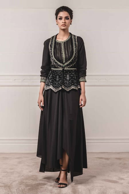 Tarun Tahiliani Velvet Embroidered Gillet 