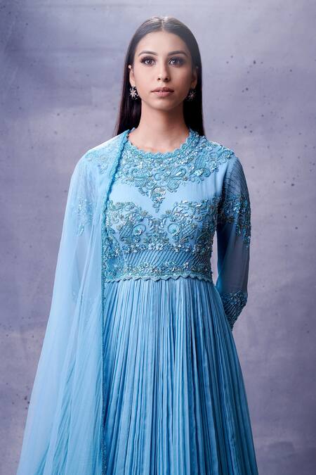 Buy Aman Takyar Blue Georgette Round Embroidered Anarkali With Dupatta Online at Aza Fashions Buy_Aman Takyar_Blue Georgette Round Embroidered Anarkali With Dupatta _Online_at_Aza_Fashions