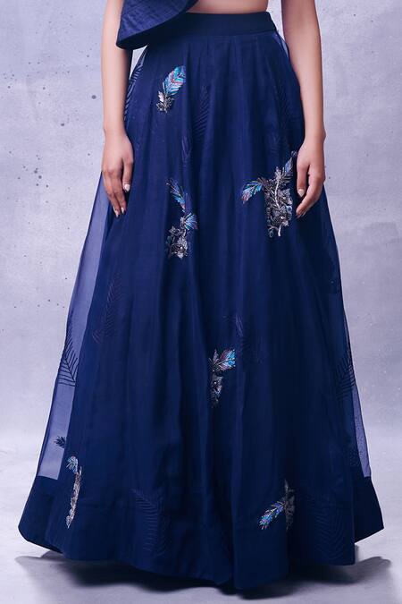 Shop Aman Takyar Blue Raw Silk, Georgette Sweetheart Neck Ruffle Blouse And Lehenga Set Online at Aza Fashions Shop_Aman Takyar_Blue Raw Silk, Georgette Sweetheart Neck Ruffle Blouse And Lehenga Set _Online_at_Aza_Fashions