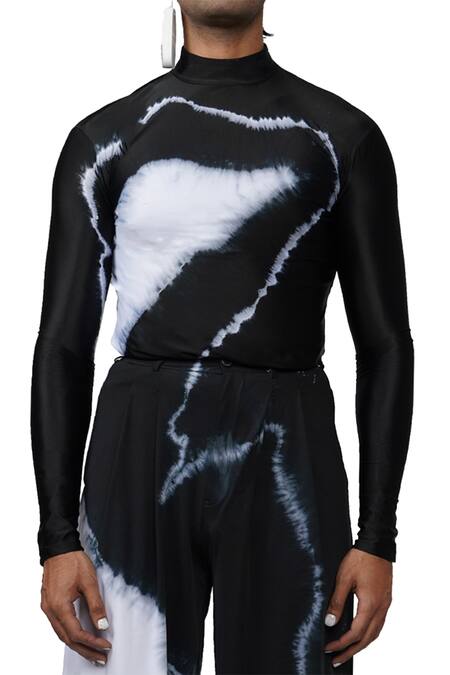 Bloni Black Econyl Regenerated Marine Plastic Tie And Dye Bodycon T-shirt 