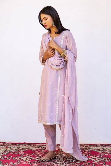 Buy Gulabo Jaipur Peach Kurta And Dupatta Georgette, Pant Cotton Floral Jhalak Embroidered Set Online at Aza Fashions Buy_Gulabo Jaipur_Peach Kurta And Dupatta Georgette, Pant Cotton Floral Jhalak Embroidered Set_Online_at_Aza_Fashions