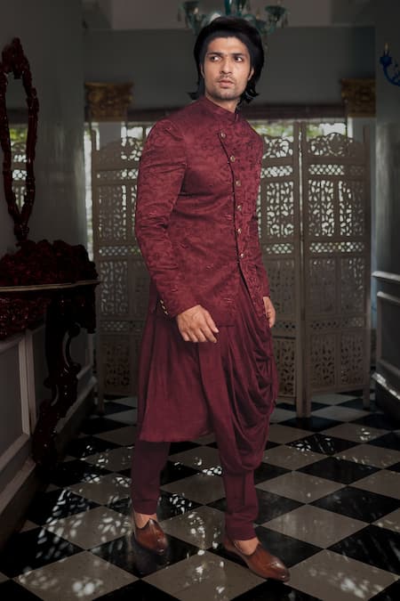 Yajy By Aditya Jain Rish Silk Bandhgala  Set 