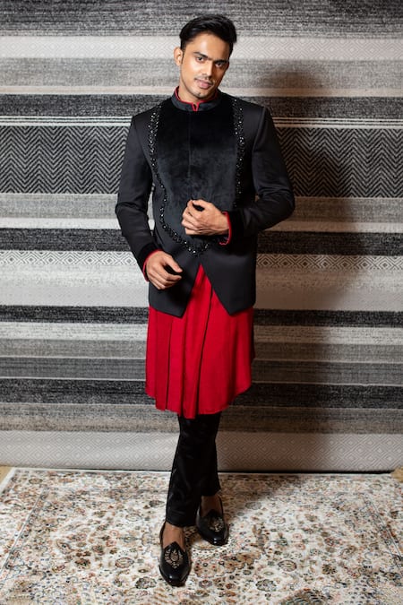 Yajy By Aditya Jain Bandhgala & Kali Kurta Set 