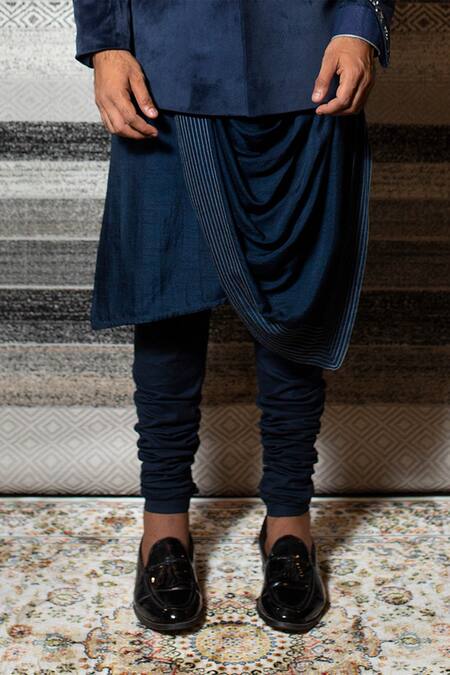 Yajy By Aditya Jain Black Silk, Stretch Cotton, Suede Cutdana, Bead And Embroidered Bandhgala Set at Aza Fashions Yajy By Aditya Jain_Black Silk, Stretch Cotton, Suede Cutdana, Bead And Embroidered Bandhgala Set _at_Aza_Fashions