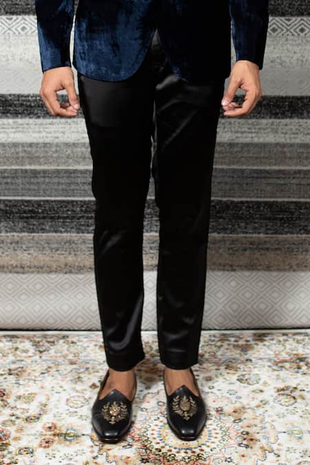 Yajy By Aditya Jain Blue , Velvet, Italian Suiting, Stretch Cotton Tuxedo Set at Aza Fashions Yajy By Aditya Jain_Blue , Velvet, Italian Suiting, Stretch Cotton Tuxedo Set _at_Aza_Fashions