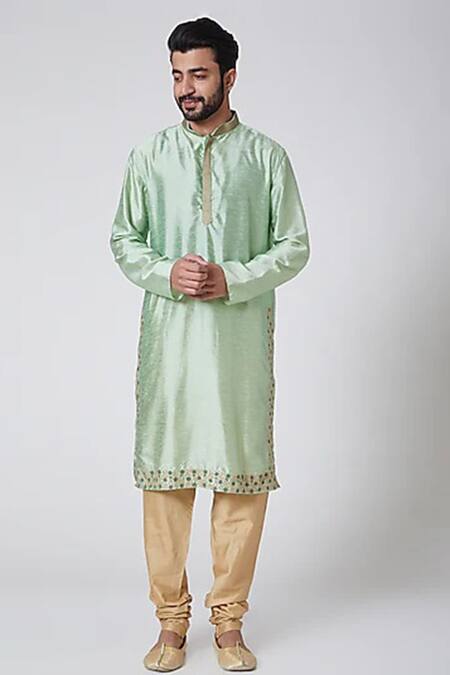 Yajy By Aditya Jain Green Silk Ombre Bundi And Kurta Set Online at Aza Fashions Yajy By Aditya Jain_Green Silk Ombre Bundi And Kurta Set _Online_at_Aza_Fashions