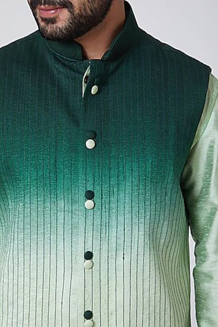 Buy Yajy By Aditya Jain Green Silk Ombre Bundi And Kurta Set Online at Aza Fashions Buy_Yajy By Aditya Jain_Green Silk Ombre Bundi And Kurta Set _Online_at_Aza_Fashions