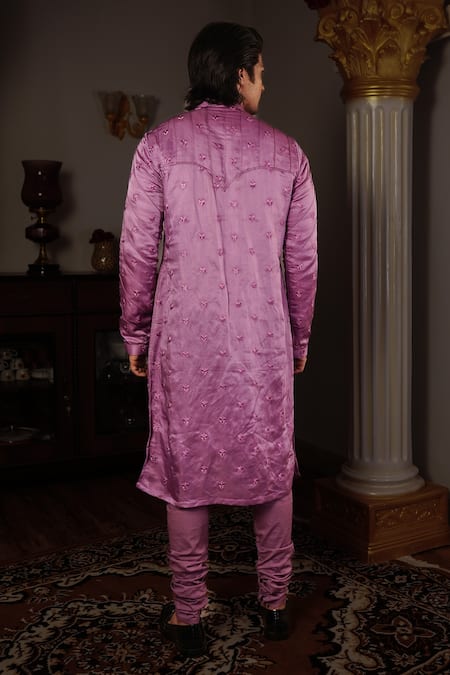 Shop Yajy By Aditya Jain Pink Churidar Stretch Cotton, Kurta Silk Tulip Mitra Embroidered Set at Aza Fashions Shop_Yajy By Aditya Jain_Pink Churidar Stretch Cotton, Kurta Silk Tulip Mitra Embroidered Set _at_Aza_Fashions