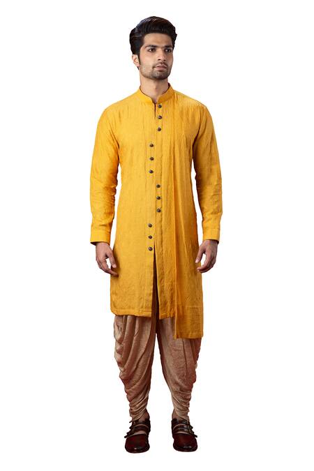 Buy Yajy By Aditya Jain Yellow Silk Embroidered Kurta And Dhoti Pant Set Online at Aza Fashions Buy_Yajy By Aditya Jain_Yellow Silk Embroidered Kurta And Dhoti Pant Set _Online_at_Aza_Fashions