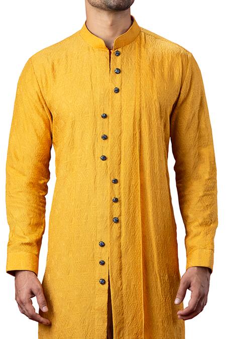 Shop Yajy By Aditya Jain Yellow Silk Embroidered Kurta And Dhoti Pant Set Online at Aza Fashions Shop_Yajy By Aditya Jain_Yellow Silk Embroidered Kurta And Dhoti Pant Set _Online_at_Aza_Fashions