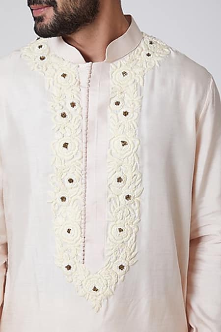 Yajy By Aditya Jain Pink Silk Embroidered Kurta Online at Aza Fashions Yajy By Aditya Jain_Pink Silk Embroidered Kurta _Online_at_Aza_Fashions
