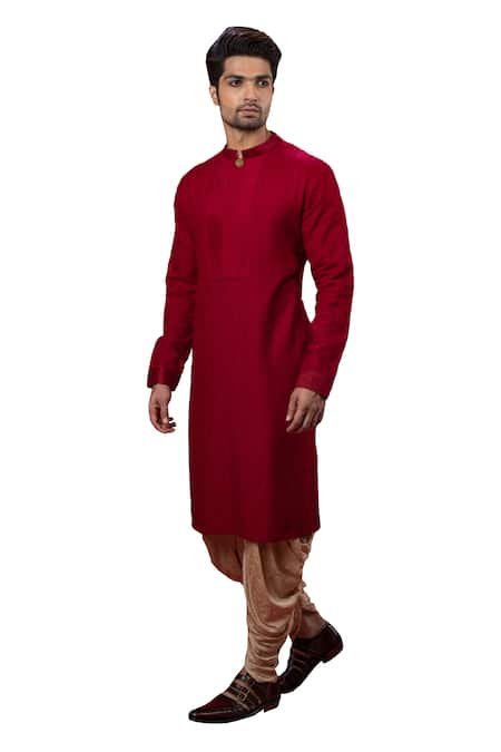 Yajy By Aditya Jain Red Silk Embroidered Kurta And Dhoti Pant Set Online at Aza Fashions Yajy By Aditya Jain_Red Silk Embroidered Kurta And Dhoti Pant Set _Online_at_Aza_Fashions