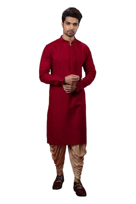 Buy Yajy By Aditya Jain Red Silk Embroidered Kurta And Dhoti Pant Set Online at Aza Fashions Buy_Yajy By Aditya Jain_Red Silk Embroidered Kurta And Dhoti Pant Set _Online_at_Aza_Fashions