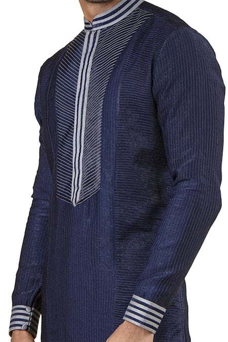 Shop_Yajy By Aditya Jain_Blue Silk Kurta And Dhoti Pant Set_Online_at_Aza_Fashions