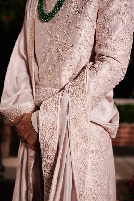 Shop_Yajy By Aditya Jain_Purple Churidar Stretch Cotton, Kurta And Dupatta Silk, Bharata Embroidered Set _Online_at_Aza_Fashions