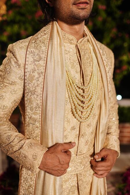 Buy Yajy By Aditya Jain Ivory Churidar Stretch Cotton, Kurta And Dupatta Silk, Hanu Embroidered Set Online at Aza Fashions Buy_Yajy By Aditya Jain_Ivory Churidar Stretch Cotton, Kurta And Dupatta Silk, Hanu Embroidered Set _Online_at_Aza_Fashions