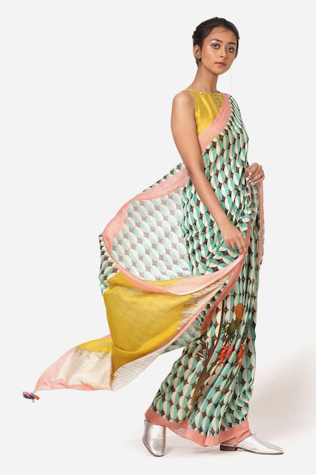 Yam India Printed Silk Chanderi Saree 