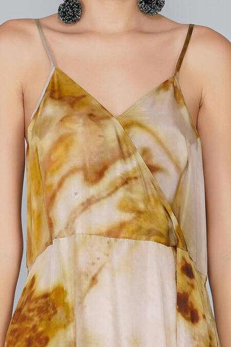 Yavi Multi Color Silk V Neck Printed Dress at Aza Fashions Yavi_Multi Color Silk V Neck Printed Dress _at_Aza_Fashions