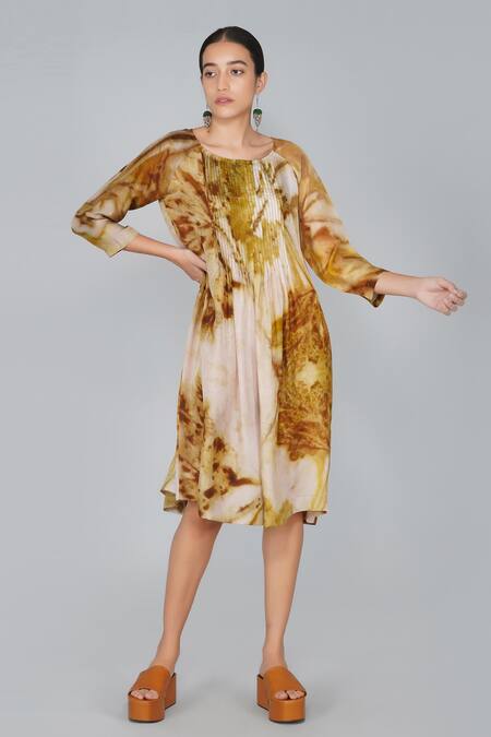 Buy_Yavi_Multi Color Cotton Round Printed Dress _Online_at_Aza_Fashions