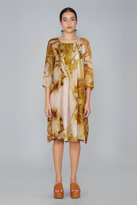 Shop_Yavi_Multi Color Cotton Round Printed Dress _Online_at_Aza_Fashions