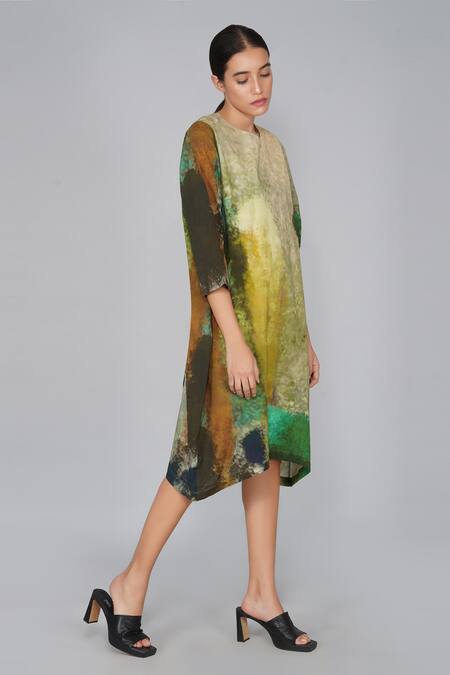 Yavi Multi Color Cotton Round Printed Dress Online at Aza Fashions Yavi_Multi Color Cotton Round Printed Dress _Online_at_Aza_Fashions