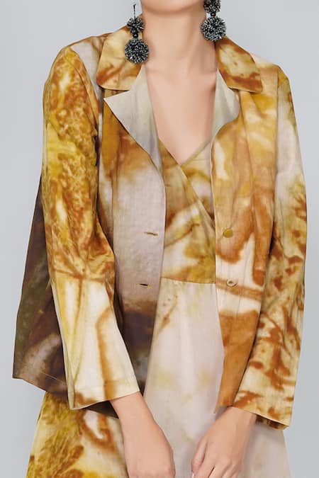 Yavi Multi Color Cotton Notched Collar Printed Jacket at Aza Fashions Yavi_Multi Color Cotton Notched Collar Printed Jacket _at_Aza_Fashions