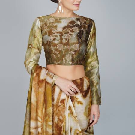 Buy Yavi Multi Color Banarasi Brocade Straight Blouse Online at Aza Fashions Buy_Yavi_Multi Color Banarasi Brocade Straight Blouse _Online_at_Aza_Fashions