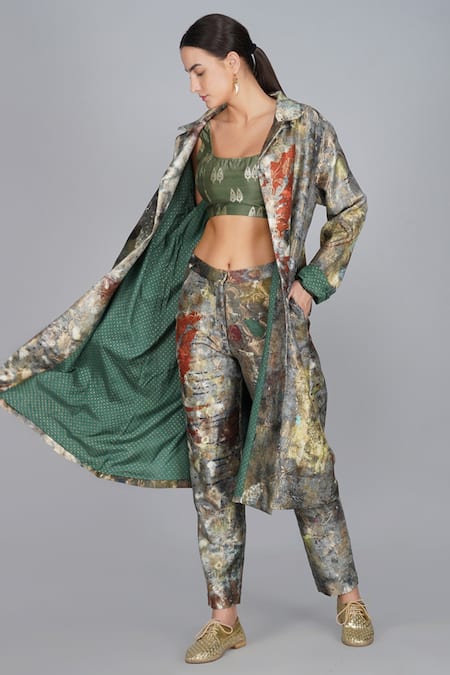 Buy_Yavi_Multi Color Silk Brocade Notched Collar Jacket_Online_at_Aza_Fashions