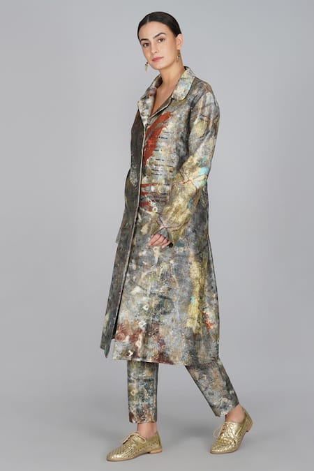 Shop_Yavi_Multi Color Silk Brocade Notched Collar Jacket_Online_at_Aza_Fashions