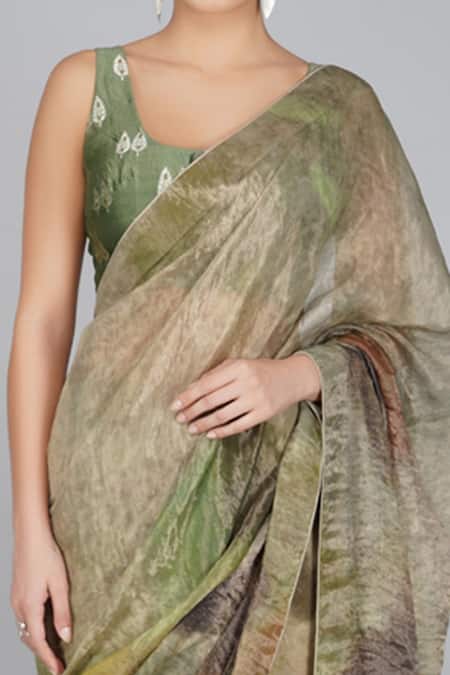 Shop_Yavi_Multi Color Handwoven Cotton Zari Saree  _Online_at_Aza_Fashions