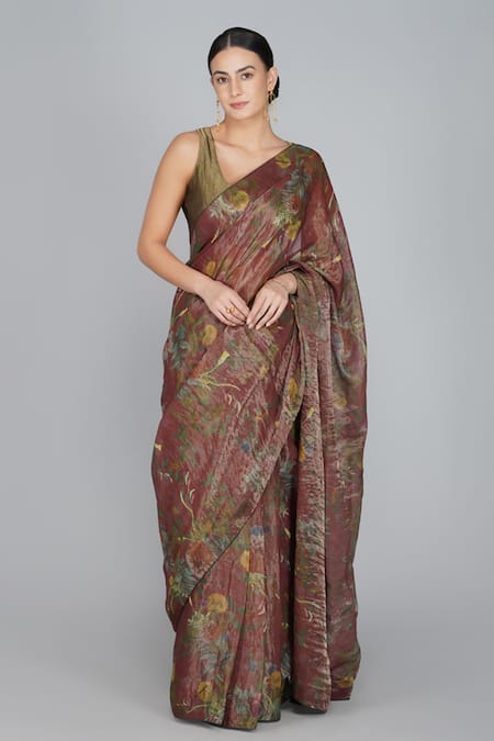 Yavi Gold Handwoven Silk Tissue Zari Saree 