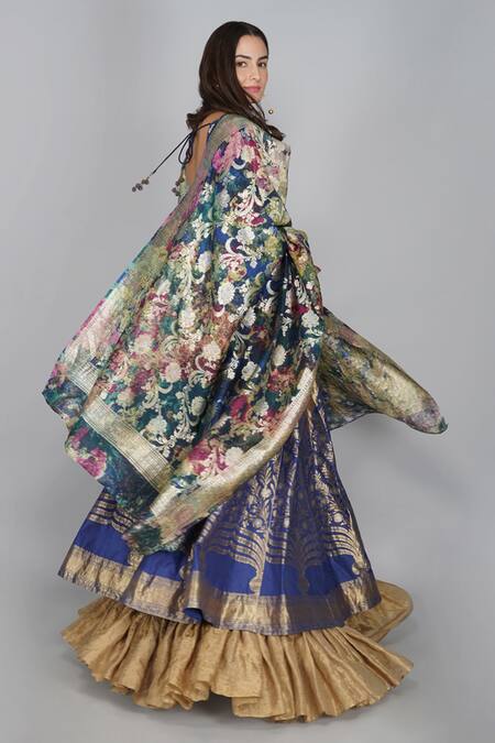 Buy_Yavi_Multi Color Handwoven Silk Brocade Dupatta_Online_at_Aza_Fashions