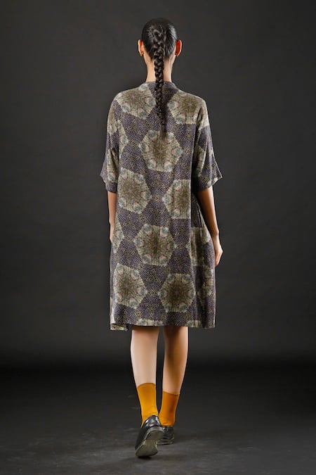 Yavi Thea Cotton Silk Printed Dress 