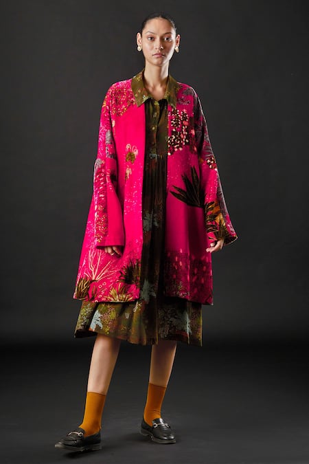 Yavi Carmine Tropical Print Jacket 