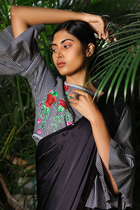 Shloka Sudhakar Black Saree With Embroidered Top 4